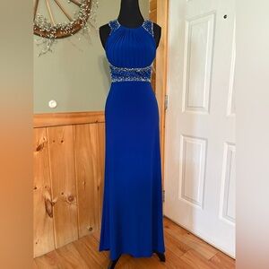 Morgan & Co. Blue Halter Prom Gown